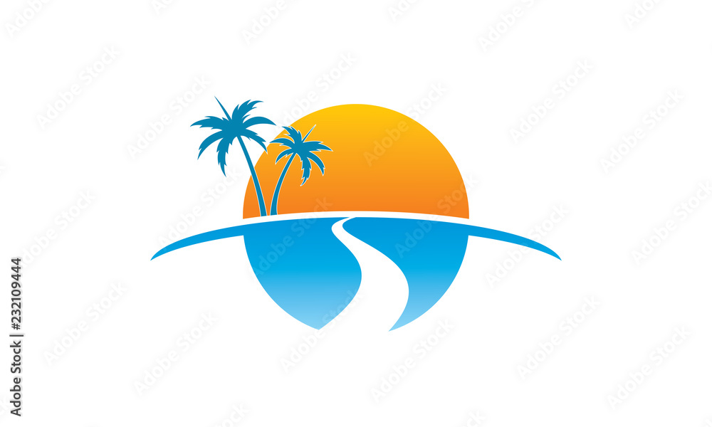 Palm tree scenery logo
