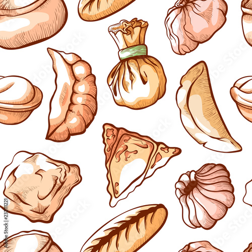 Dumpling seamless pattern for restaurant art design