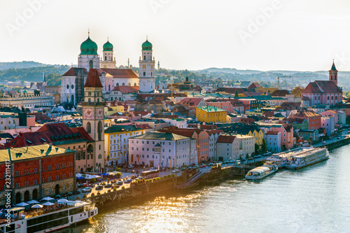 Stampa su tela Landscape with the city of Passau, Germany, Bavaria.
