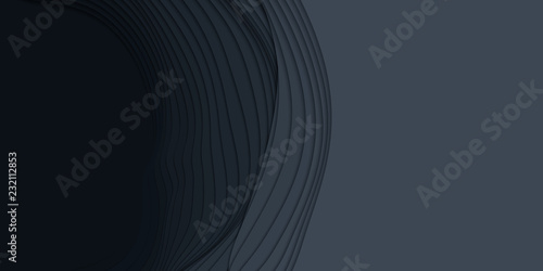 Vector 3D abstract background with paper cut shapes. Dark carving art. Paper craft landscape with gradient fade colors. Minimalistic design layout for business presentations, flyers, posters.