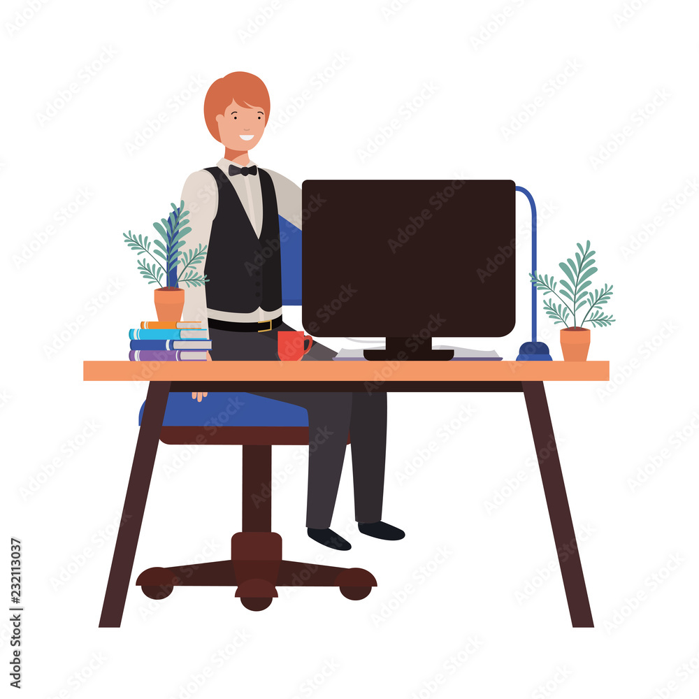 man working in the office avatar character