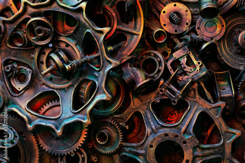 Wallpaper Mural Steampunk texture, backgroung with mechanical parts, gear wheels Torontodigital.ca