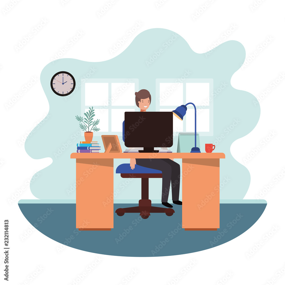 man working in the office avatar character