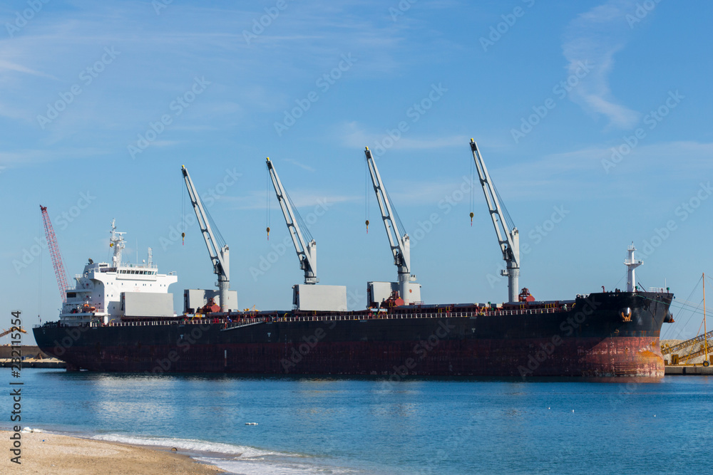 freighter ship in port, mediterranean sea, europe, almeria, andalusia, spain