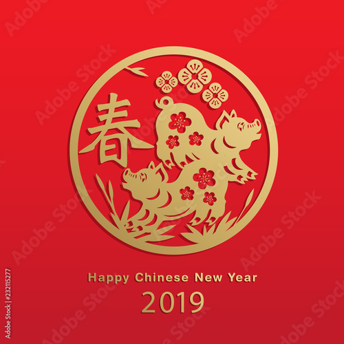 Chinese new year graphic the year of the pig. 