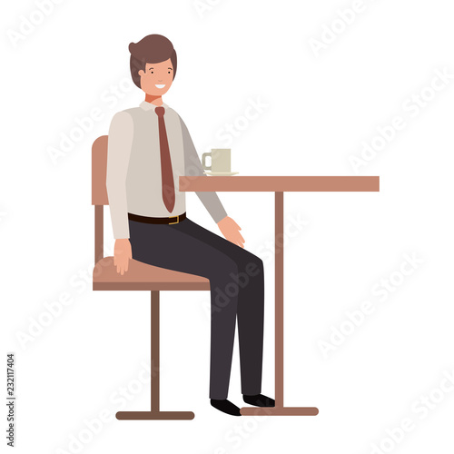 man drinking coffee in the dining room