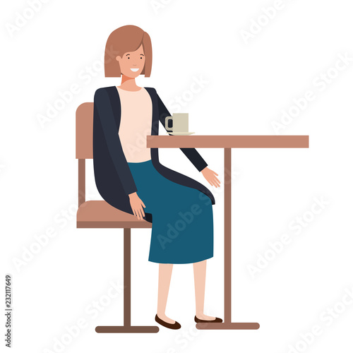woman drinking coffee in the dining room