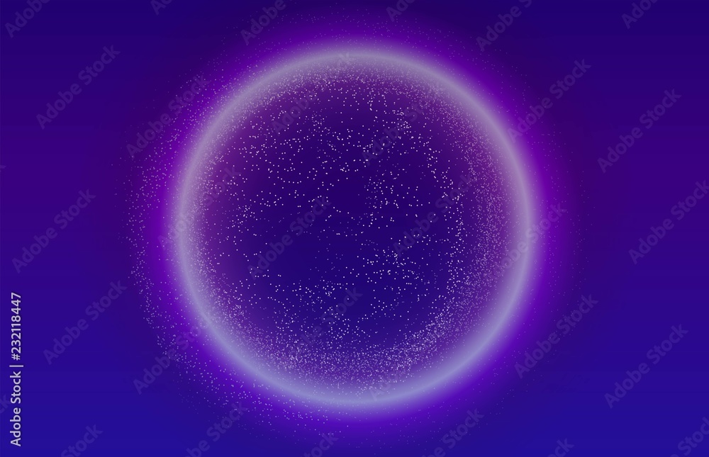 Obraz premium Glowing particles liquid dynamic flow with glowing bubble frame. Trendy fluid cover design. Eps10 vector illustration