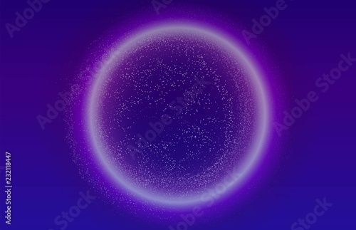 Glowing particles liquid dynamic flow with glowing bubble frame. Trendy fluid cover design. Eps10 vector illustration