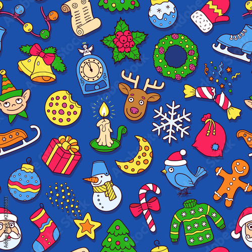 Christmas Holiday Vector Colorful Decorative Seamless Tile Background And Pattern