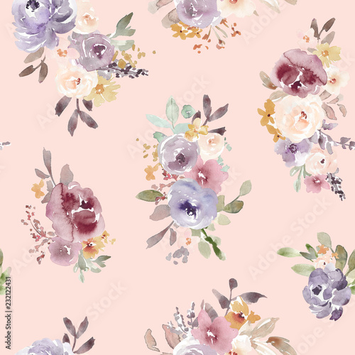 Hand Painted, Modern Watercolor Flower Background