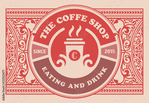 Vintage coffee label. Vector layered