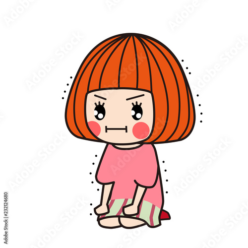 堪える女の子