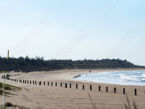 fences on sand beach