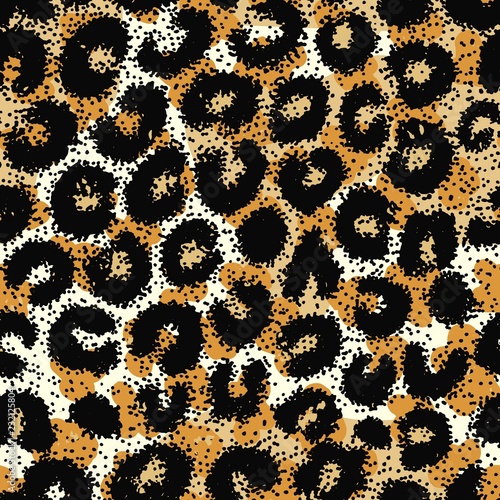 Seamless leopard  ocelot or wild cat fur pattern print