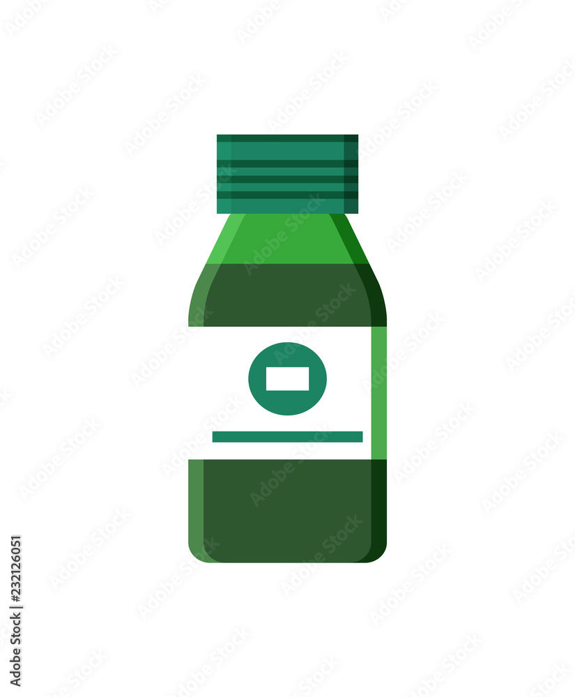 Glass Bottle of Medical Syrup for Sore Throat Glass Bottle of Medical Syrup for Sore Throat