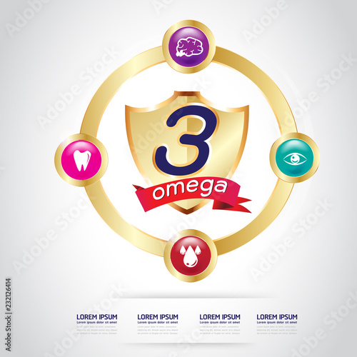 Omega 3 Calcium and Vitamins for Kids Logo Concept Vector