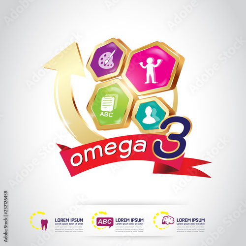 Omega 3 Calcium and Vitamins for Kids Logo Concept Vector