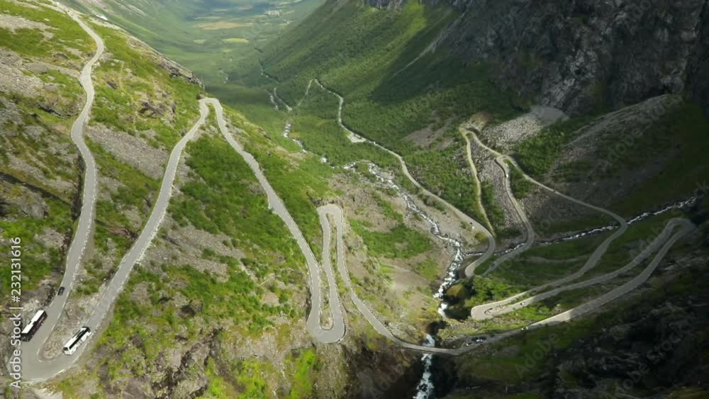 Trollstigen famous serpentine road mountain road in the Norwegian mountains in Norway Trollstigen famous serpentine road mountain road in the Norwegian mountains in Norway