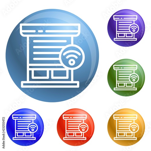 Smart louver icons set vector 6 color isolated on white background