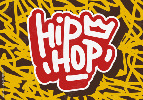 Hip Hop Tag Graffiti Style Label Lettering. Vector Image.