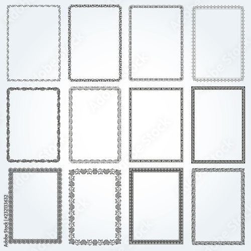 Decorative rectangle frames and borders set vector