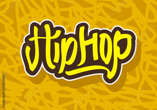 Hip Hop Tag Graffiti Style Label Lettering. Vector Image.