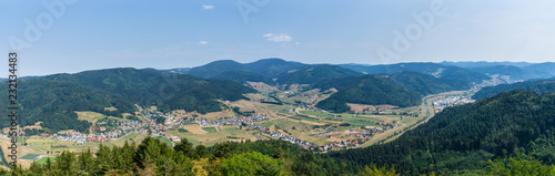 Germany  XXL panorama of black forest valley and villages fischerbach and hausach