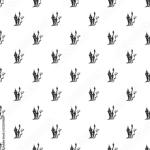 Scary castle pattern seamless repeat background for any web design