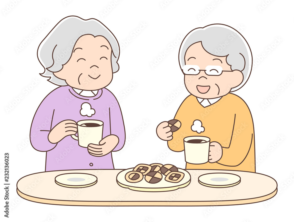 コーヒー_シニア女性_友達