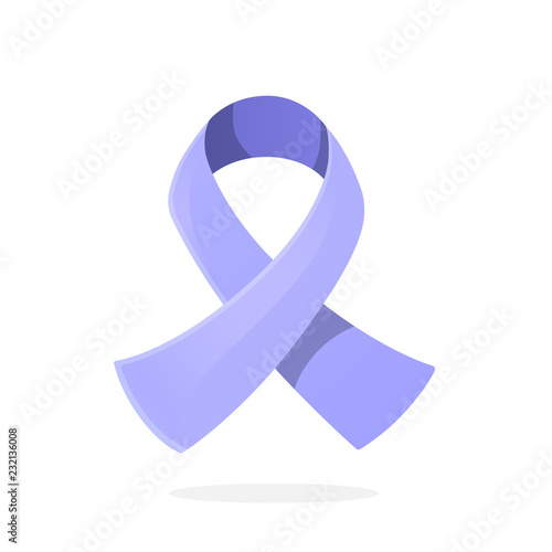 Vector illustration in cartoon style. Periwinkle or light purple ribbon, international symbol of awareness about Esophageal, Stomach or gastric cancer. Isolated on white background
