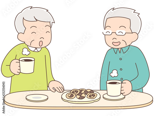 コーヒー_シニア男性_友達