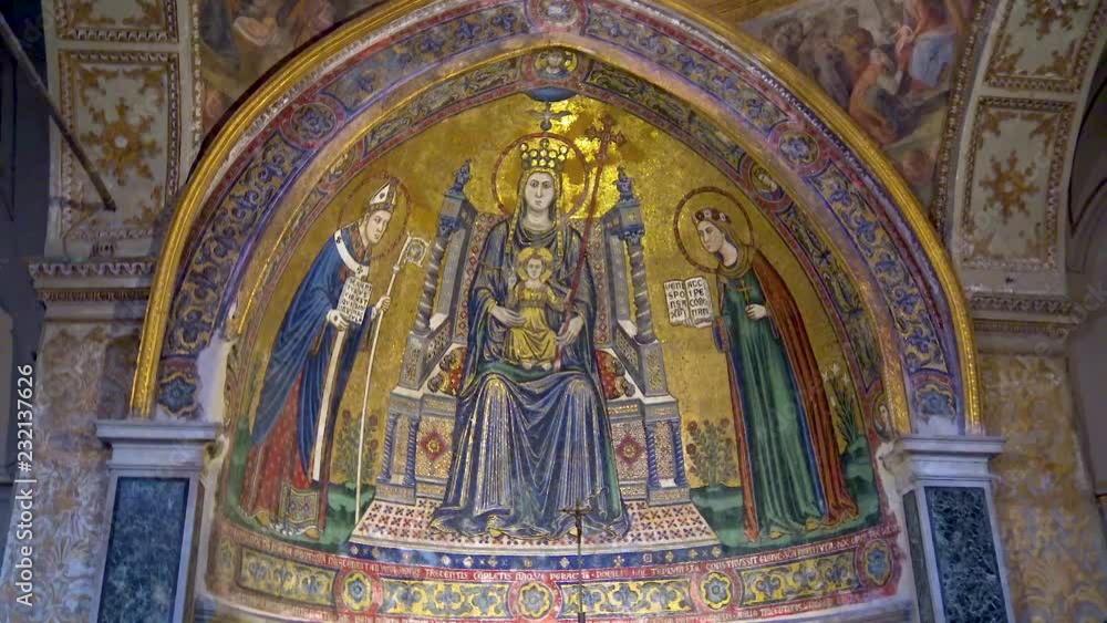 Naples, large mosaic in the Cathedral of San Gennaro. Naples, large mosaic in the Cathedral of San Gennaro.