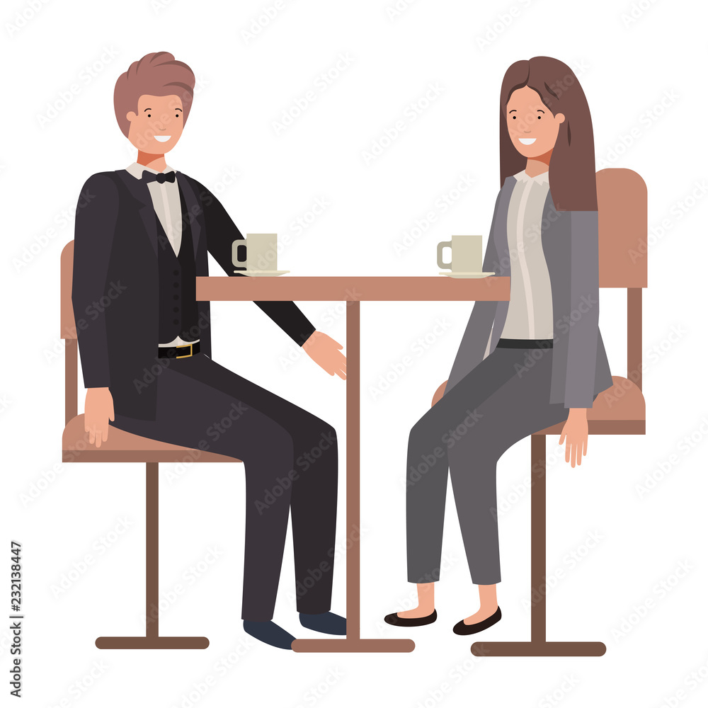 Obraz premium couple drinking coffee in the living room