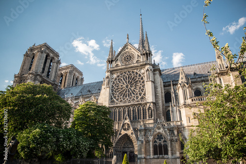 Parisian landscape, Notre Dame 4eme arrondissement Detail of Notre Dame cathedral