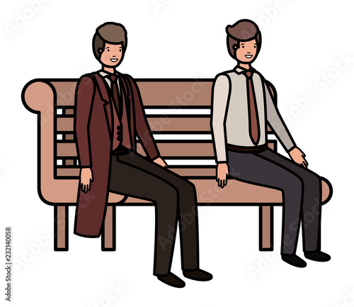 businessmen sitting in park chair avatar character
