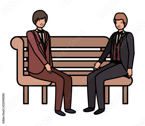 businessmen sitting in park chair avatar character