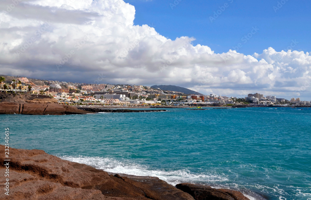 Beautiful view on Atlantic ocean and coastline of Costa Adeje,Tenerife,Canary Islands,
Spain.Travel or vacation concept.