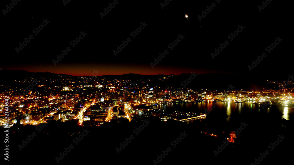 Wellington at Night in New Zealand