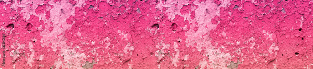 Fototapeta premium panorama pink texture of old concrete dyed paint