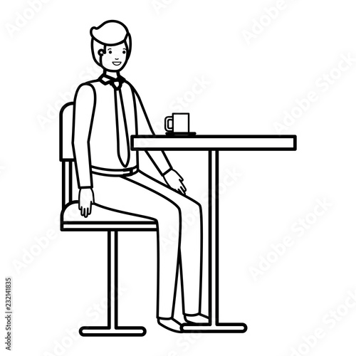 man drinking coffee in the dining room