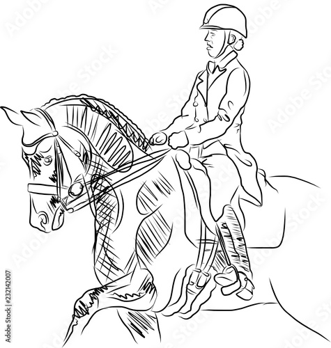 horse jumping obstacles during equestrian