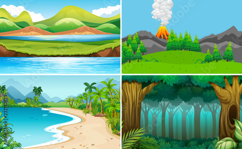 Set of nature landscape photo