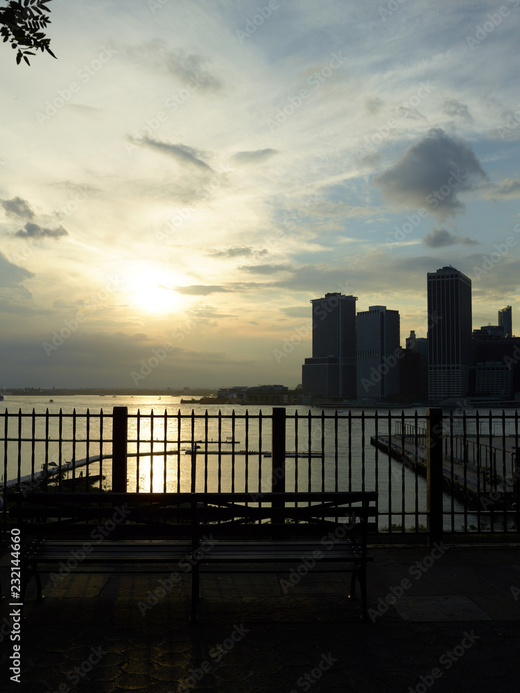 Overlooking Lower Manhattan from the Brooklyn promenade Overlooking Lower Manhattan from the Brooklyn promenade
