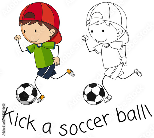 Doodle boy playing football