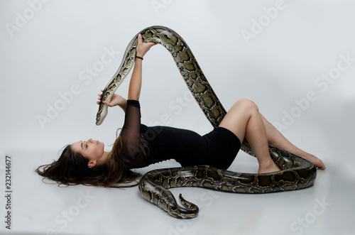 sensual woman and python.