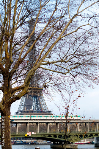 The Eiffel Tower with Metro in Paris