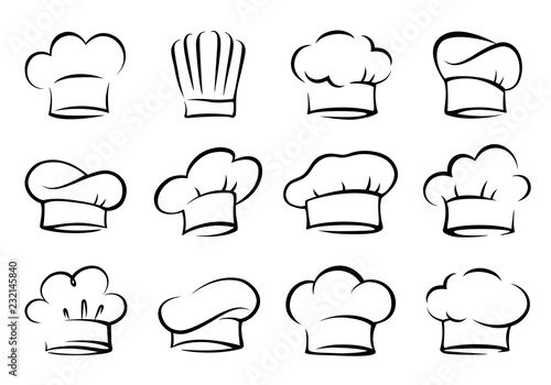 hand drawn set of chef and cook hats photo