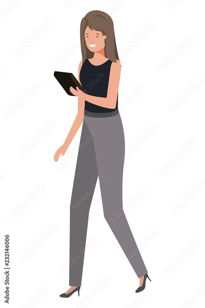 business woman wit tablet avatar character business woman wit tablet avatar character
