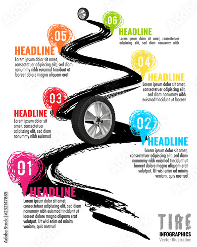 Tire tread marks infographic